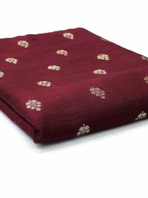 Raw Silk Golden Banarasi Butti Maroon/ Pure Banarasi fabrics