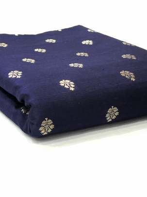 Raw Silk Golden Banarasi Butti Navy Blue/ Pure Banarasi fabrics