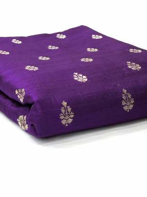 Raw Silk Golden Banarasi Butti Purple/ 