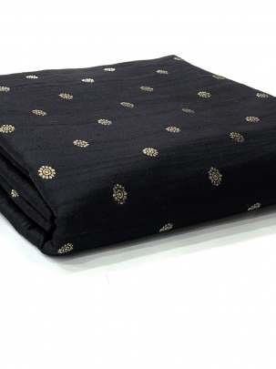 Raw Silk Golden Banarasi Butti Black/ 