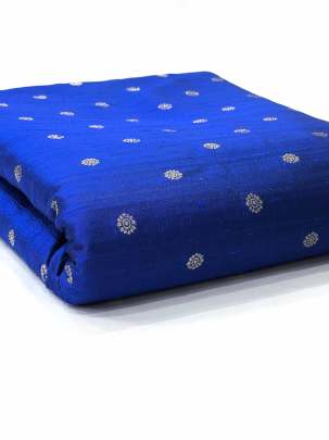 Raw Silk Golden Banarasi Butti Royal Blue/ 