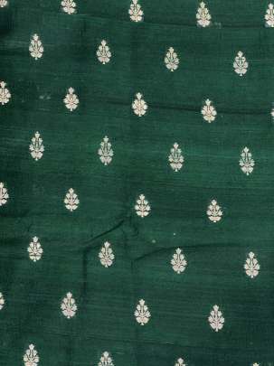 Raw Silk Golden Banarasi Butti Green/ Pure Banarasi fabrics