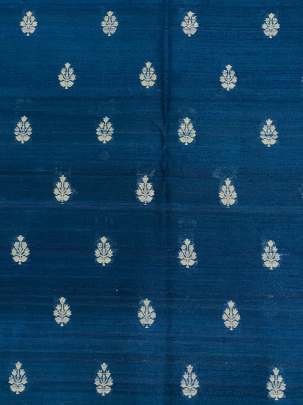 Raw Silk Golden Banarasi Butti Peacock Blue/ Pure Banarasi fabrics