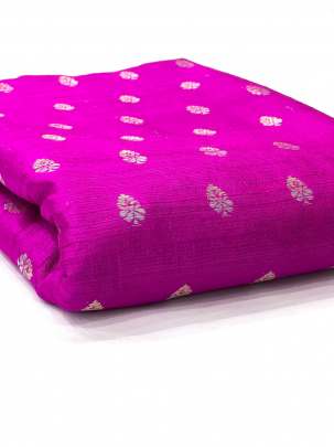 Raw Silk Golden & Silver Banarasi Butti Hot Pink/