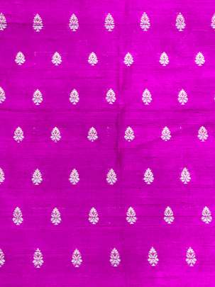 Raw Silk Golden & Silver Banarasi Butti Hot Pink/ Pure Banarasi fabrics