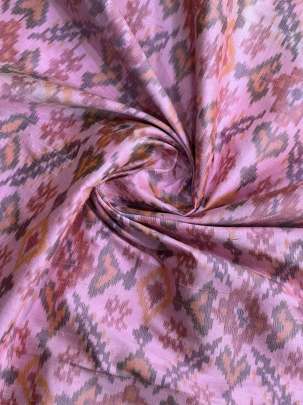 Raw Silk Ikkat Baby Pink/ 