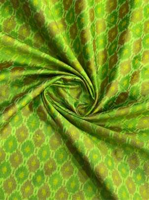 Raw Silk Ikkat Parrot Green/