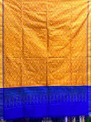 Raw Silk Patola Duppata Mustard Yellow/ Patola duppatas 