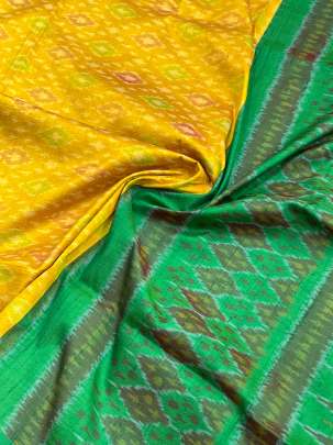 Raw Silk Patola Duppata Yellow/ 