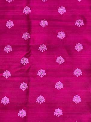 Raw Silk Resham Work Bright Rani/ Pure Banarasi fabrics