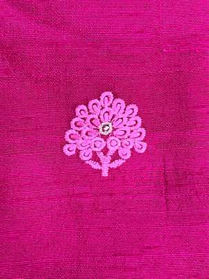 Raw Silk Resham Work Bright Rani/ Pure Banarasi fabrics