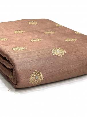 Raw Silk Resham Work Light Brown/ Pure Banarasi fabrics