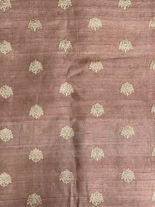 Raw Silk Resham Work Light Brown/ Pure Banarasi fabrics