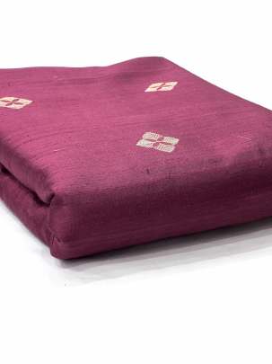 Raw Silk Golden Banarasi Butta Rose Wine/ 