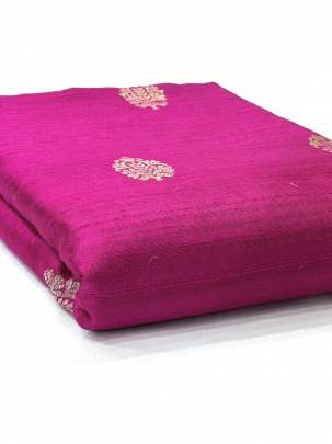 Raw Silk Golden Banarasi Butta Hot Pink/