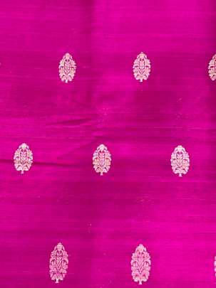 Raw Silk Golden Banarasi Butta Hot Pink/ Pure Banarasi fabrics