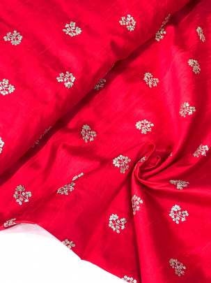 Raw Silk Water Gold Banarasi work Red/ Pure Banarasi fabrics