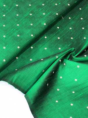 Raw Silk Water Gold Banarasi work Green/ Pure Banarasi fabrics