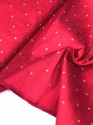 Raw Silk Water Gold Banarasi work Red/ Pure Banarasi fabrics