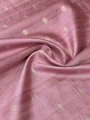 Raw Silk With Golden Banarasi Butti Rose Pink/ Pure Banarasi fabrics