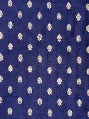 Raw Silk With Golden Banarasi Butti Navy Blue/ Pure Banarasi fabrics