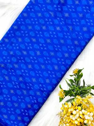 Raw silk ikkat fabric - Royal Blue/ Ikkat silk