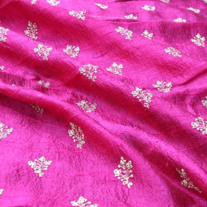 Raw silk with golden butta work fabric/ 