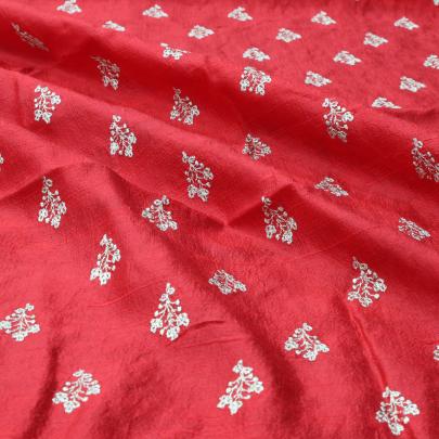 Raw silk with golden butta work fabric/ 