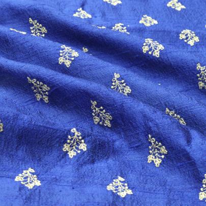 Raw silk with golden butta work fabric/ 