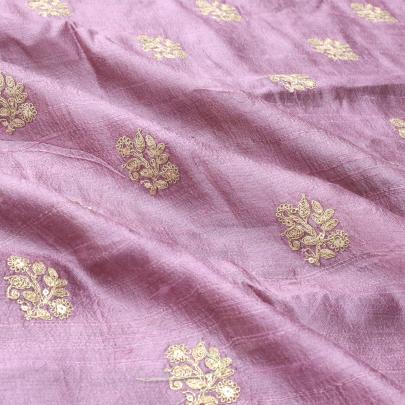 Raw silk with golden butta work fabric/ 