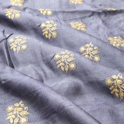 Raw silk with golden butta work fabric/