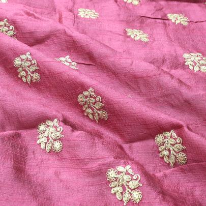 Raw silk with golden butta work fabric/ 