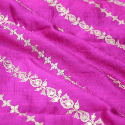 Raw silk with golden work fabric/