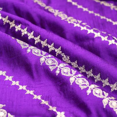 Raw silk with golden work fabric/