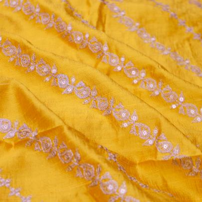 Raw silk with golden work fabric/ 