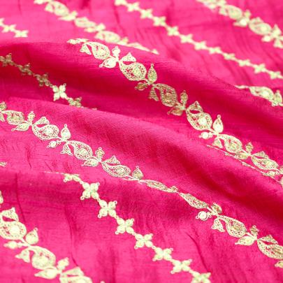 Raw silk with golden work fabric/