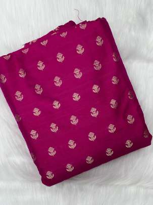 Raw silk with golden zari butti - Rani/ Pure Banarasi fabrics