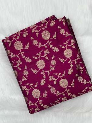 Raw silk with golden zari butti - Magenta/ 