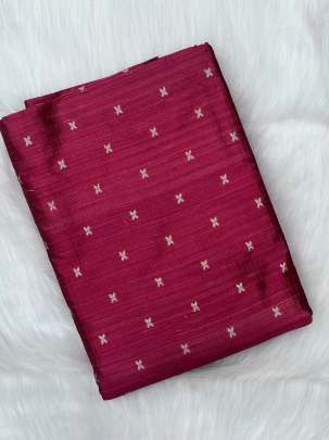 Raw silk with golden zari butti - Dark Onion Pink/