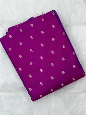 Raw silk with golden zari butti - Magenta/