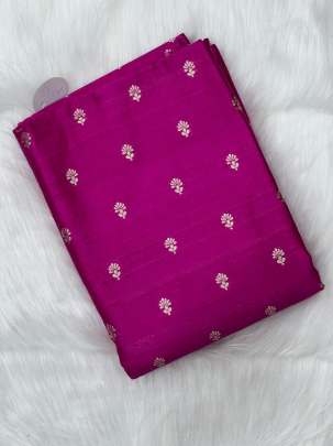 Raw silk with golden zari butti - Rani/ Pure Banarasi fabrics