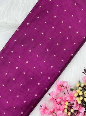 Raw silk with golden zari butti - Magenta/