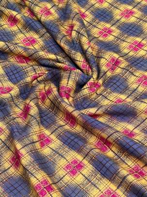 Rayon Cotton Chex Print Yellow/