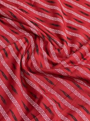 Rayon Cotton Lining Ikkat Print Red/ 