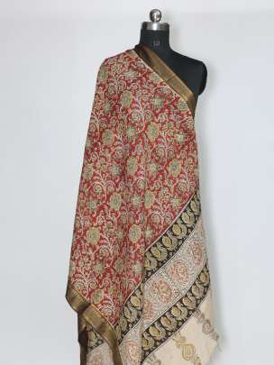 Silk kalamkari duppata/