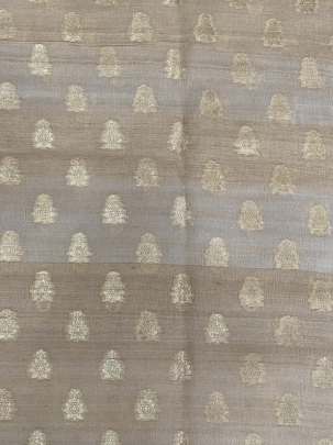  Soft Jute Silk Fabric With Golden Banarasi Butta Cream/ Pure Banarasi fabrics