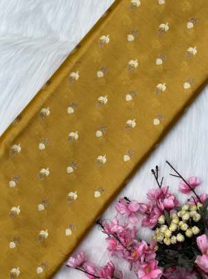 Span silk with golden & copper zari butti/ Pure Banarasi fabrics