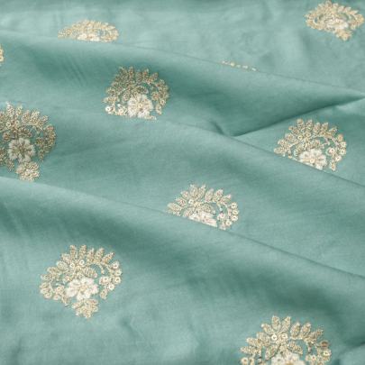 Span silk with golden work fabric/ 