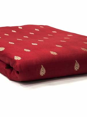 Spun Silk With Golden Banarasi Butti Red/ Pure Banarasi fabrics