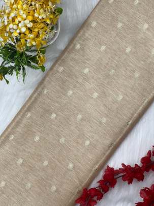 Tassar linen with golden butti - Biscuit/ 